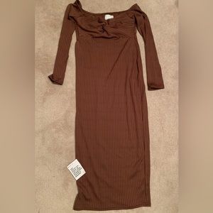 ASOS fitted maternity dress in brown - never worn. Tags on!